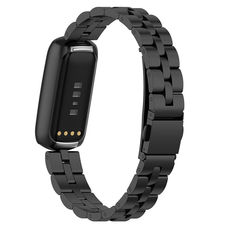 Rustfrit stålbånd med tre perler, flade spænder Udskiftning af urrem til Fitbit Luxe Special Edition Rustfrit stålbånd med tre perler, flade spænder Udskiftning af urrem til Fitbit Luxe Special Edition